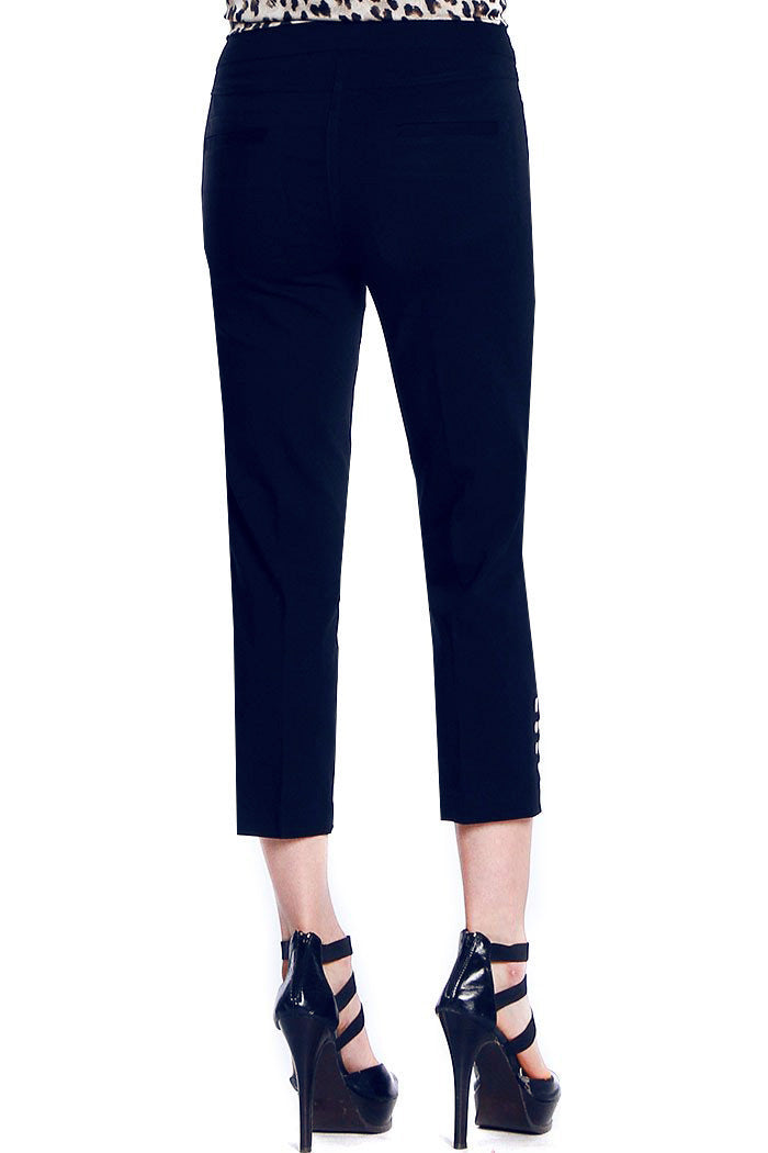 PLUS SIZE CROP PANT with POCKETS & STRAP HEM VENTS - Midnight