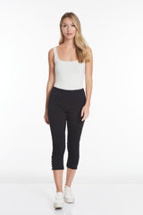 Black Crop Pants with Pockets and Strap Hem Vents