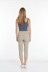 Petite Cropped Pants with Pockets and Strap Hem Vents - Stone