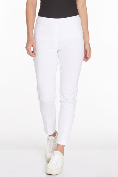 White Pull On Ankle Pants – Slimsation By Multiples