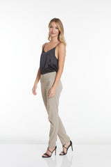 PULL ON NARROW LEG PANT - Stone