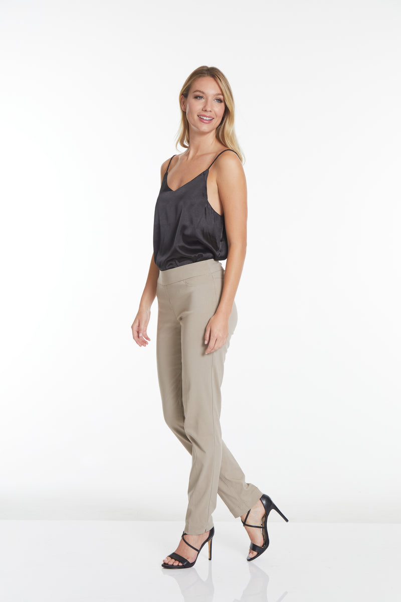 PULL ON NARROW LEG PANT - Stone