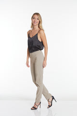 PULL ON NARROW LEG PANT - Stone