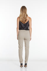 Plus Pull-On Solid Narrow Leg Pant With Faux Front Pockets - Stone