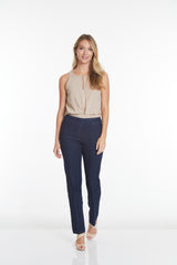 Plus Pull-On Solid Relaxed Leg Pant With Faux Front Pockets - Denim