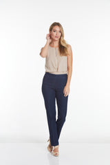 Pull-On Solid Relaxed Leg Pant With Faux Front Pockets - Denim