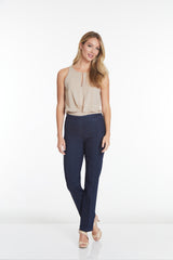 Plus Pull-On Solid Relaxed Leg Pant With Faux Front Pockets - Denim