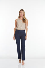 Plus Pull-On Solid Relaxed Leg Pant With Faux Front Pockets - Denim