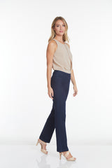 Pull-On Solid Relaxed Leg Pant With Faux Front Pockets - Denim