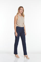 Plus Pull-On Solid Relaxed Leg Pant With Faux Front Pockets - Denim