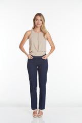 Pull-On Solid Relaxed Leg Pant With Faux Front Pockets - Denim