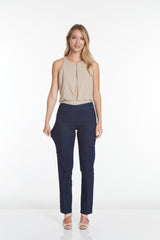 Pull-On Solid Relaxed Leg Pant With Faux Front Pockets - Denim