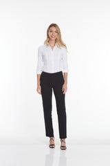 Pull-On Solid Relaxed Leg Pant With Faux Front Pockets - Black