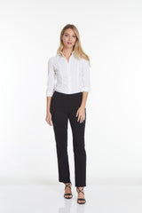 Pull-On Solid Relaxed Leg Pant With Faux Front Pockets - Black