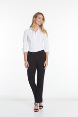 Plus Pull-On Solid Relaxed Leg Pant With Faux Front Pockets - Black