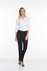 Pull-On Solid Relaxed Leg Pant With Faux Front Pockets - Black