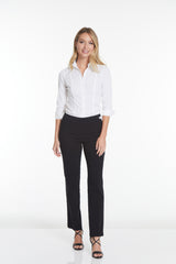 Pull-On Solid Relaxed Leg Pant With Faux Front Pockets - Black