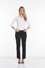 Pull-On Solid Relaxed Leg Pant With Faux Front Pockets - Black