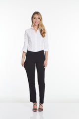 Pull-On Solid Relaxed Leg Pant With Faux Front Pockets - Black