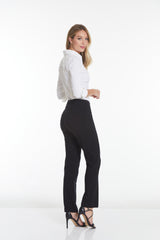 Pull-On Solid Relaxed Leg Pant With Faux Front Pockets - Black