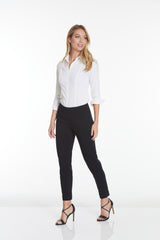 Plus Size Black Ankle Pants with Back Pockets