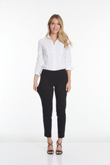 Plus Size Black Ankle Pants with Back Pockets