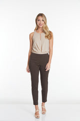 Plus Size Pull On Ankle Pants - Chocolate Brown