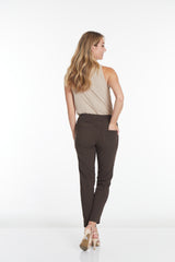 Plus Size Pull On Ankle Pants - Chocolate Brown