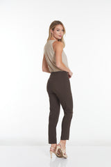 Plus Size Pull On Ankle Pants - Chocolate Brown