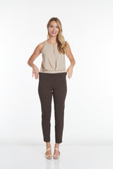 Plus Size Pull On Ankle Pants - Chocolate Brown