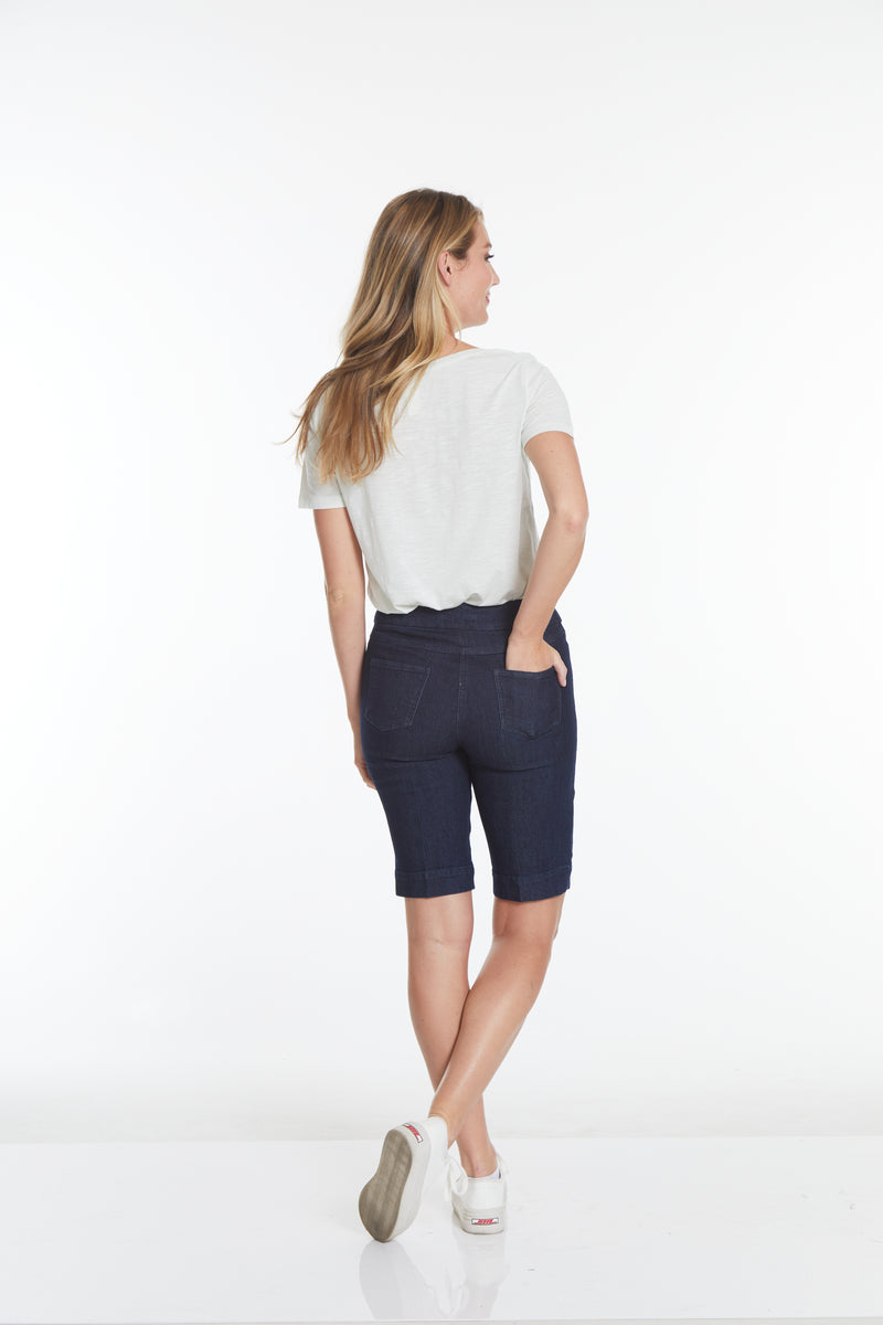 Pull On Denim Walking Shorts With Pockets