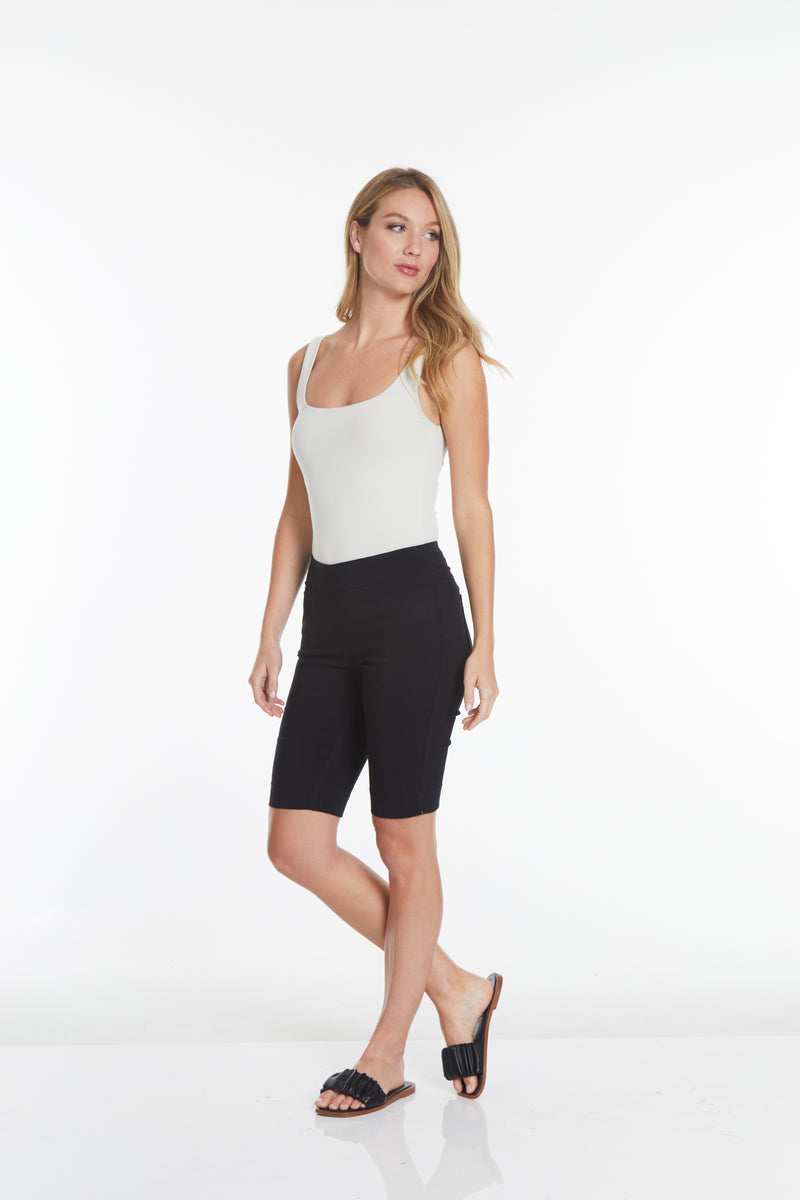 Plus Size Black Pull On Walking Shorts With Pockets