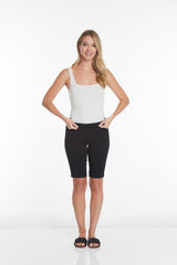 Plus Size Black Pull On Walking Shorts With Pockets