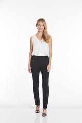 Petite Elastic Waist Ankle Pants - Black