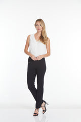 Petite Elastic Waist Ankle Pants - Black