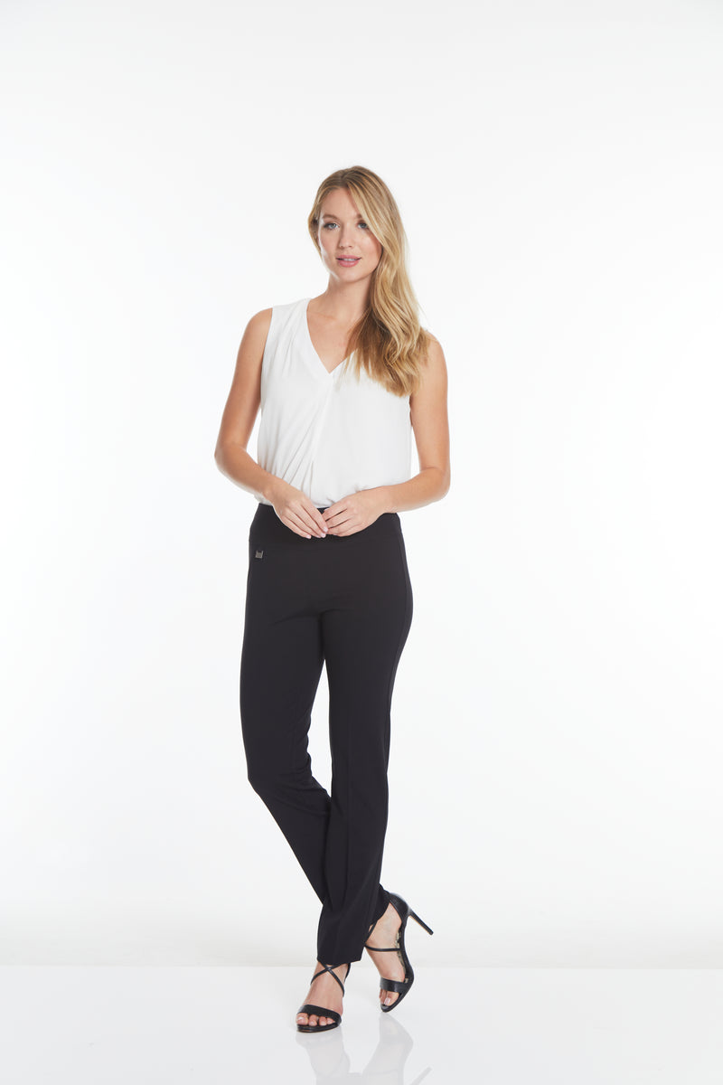 Petite Elastic Waist Ankle Pants - Black