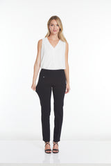 Petite Elastic Waist Ankle Pants - Black