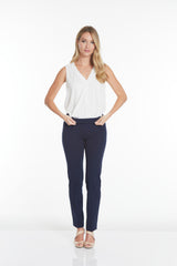 Petite Elastic Waist Ankle Pants - Midnight