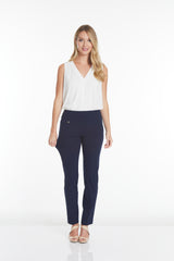 Petite Elastic Waist Ankle Pants - Midnight