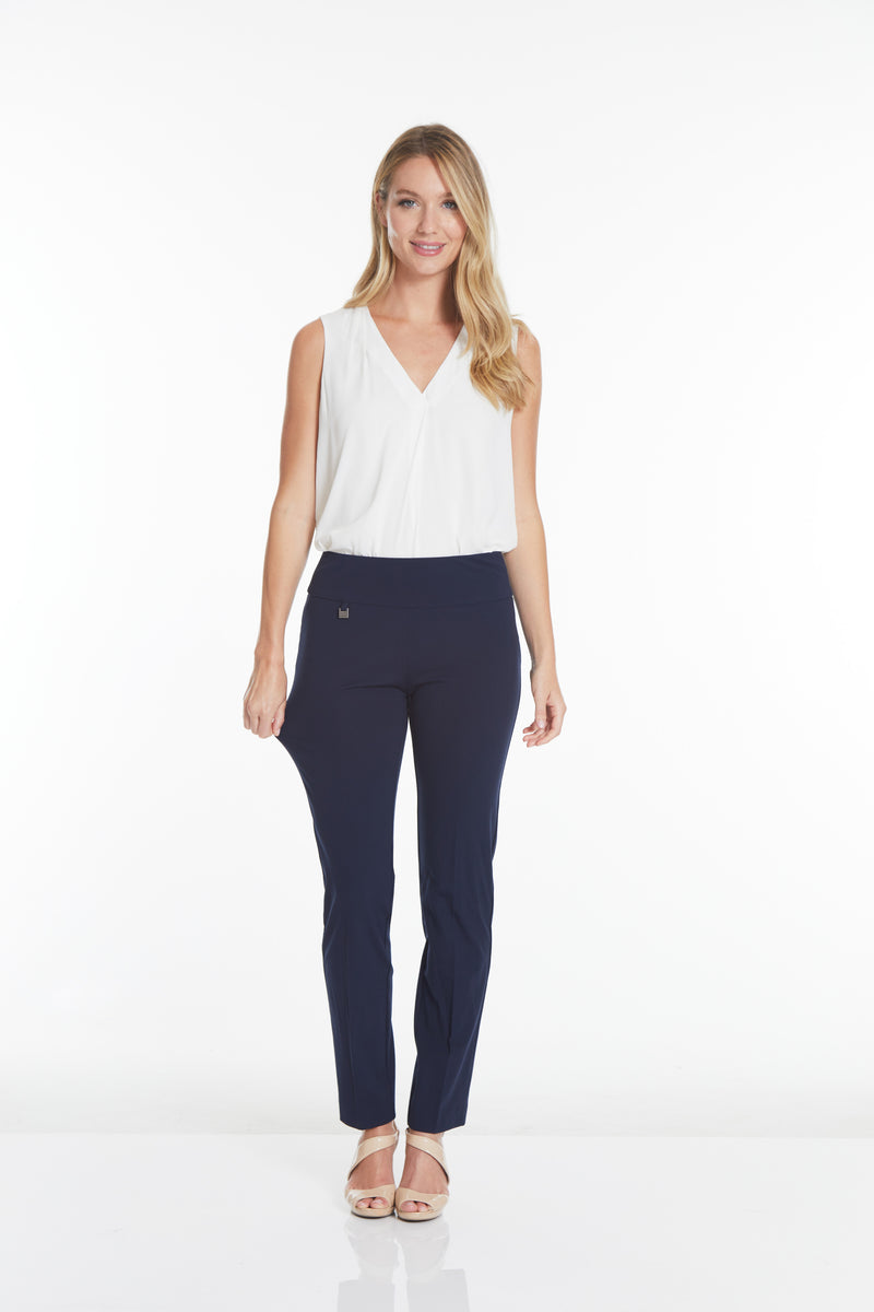 Petite Elastic Waist Ankle Pants - Midnight