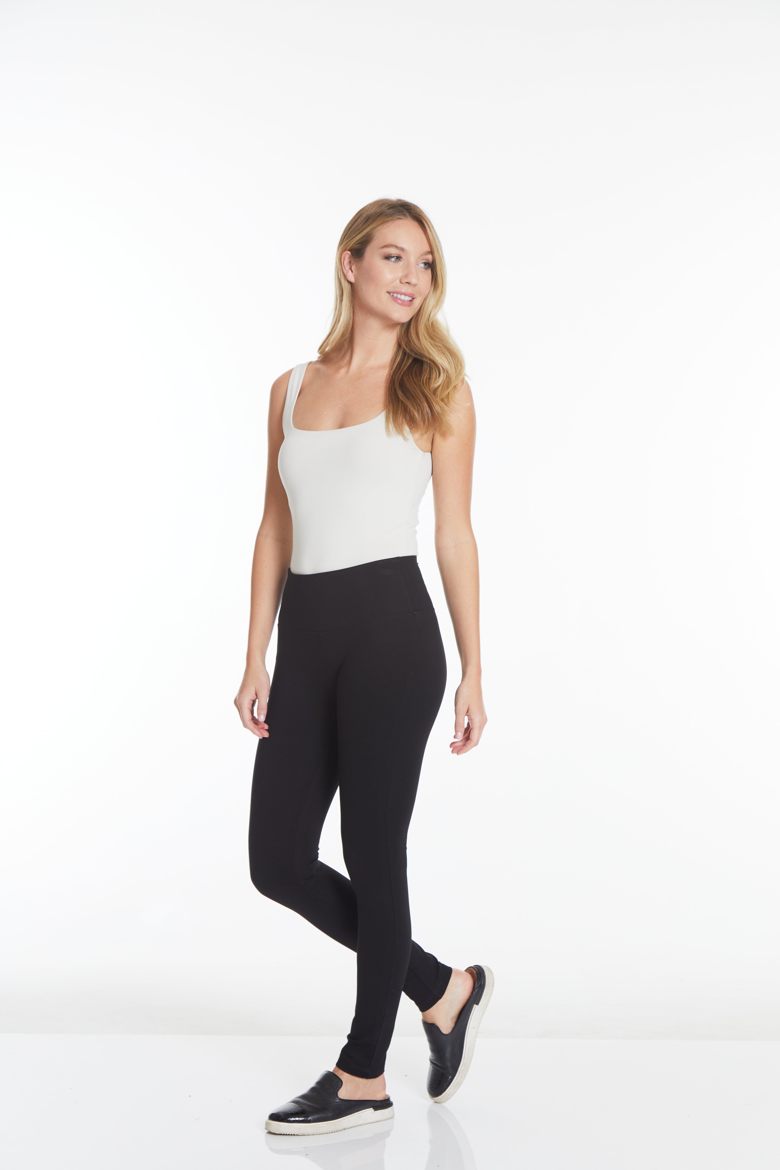 Wide Band Pull-On Ankle Legging - Black