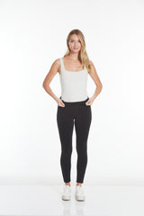 Wide Band Black Pull-On Ankle Legging