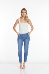 Pull-On Ankle Jean with Front and Back Pockets - Medium Indigo