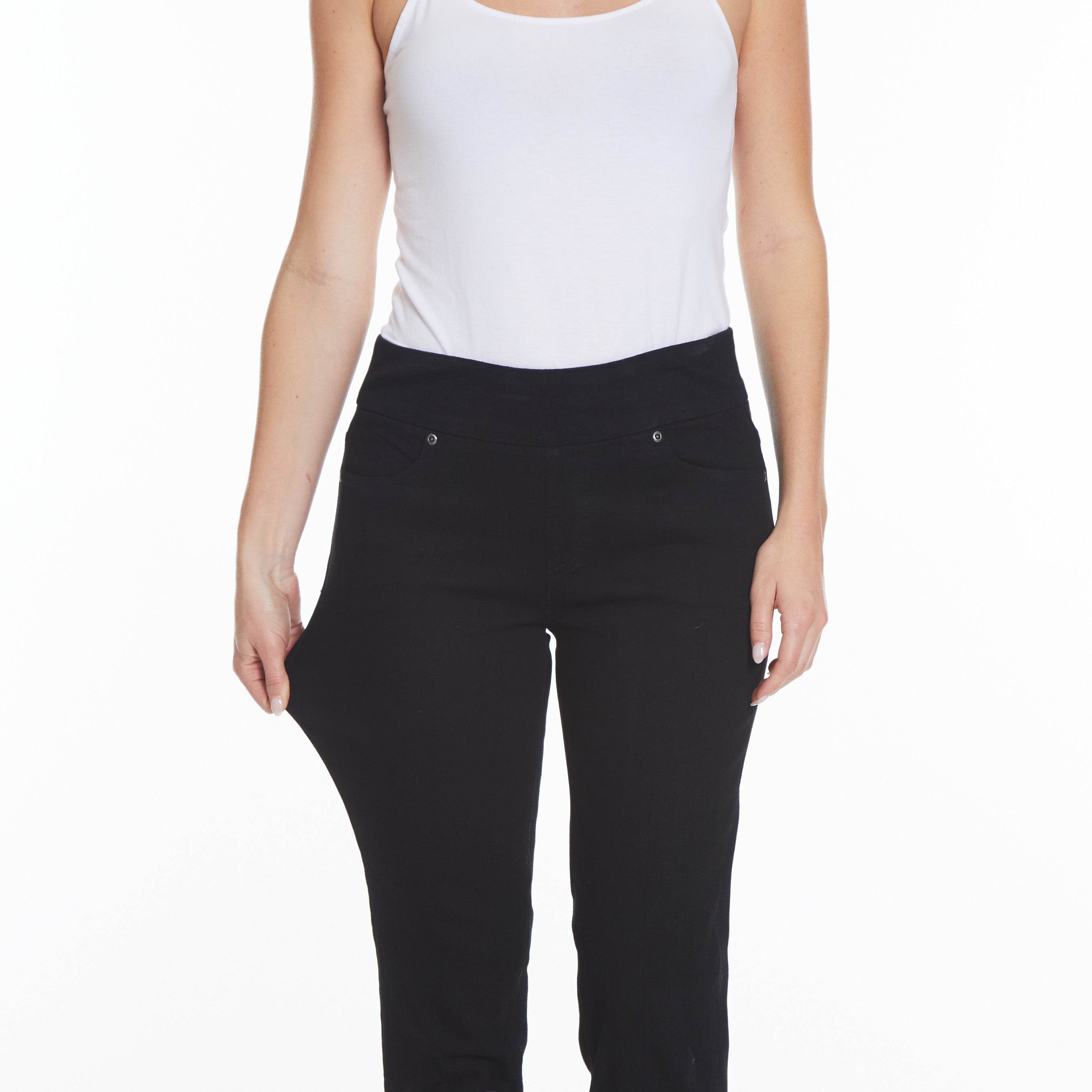Pull-On Ankle Jean with Pockets - Black Denim