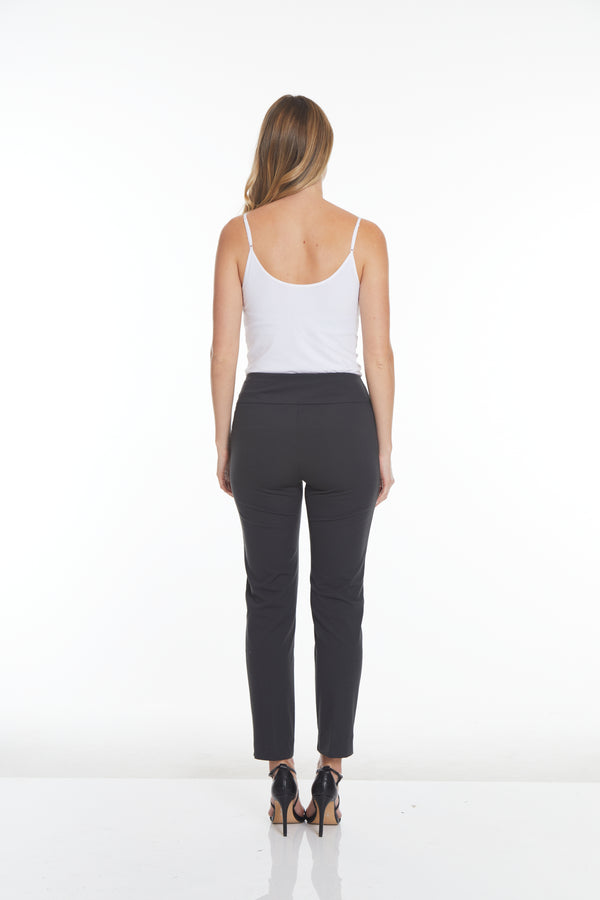 Wide Band Elastic Waist Ankle Pants - Intense Gray