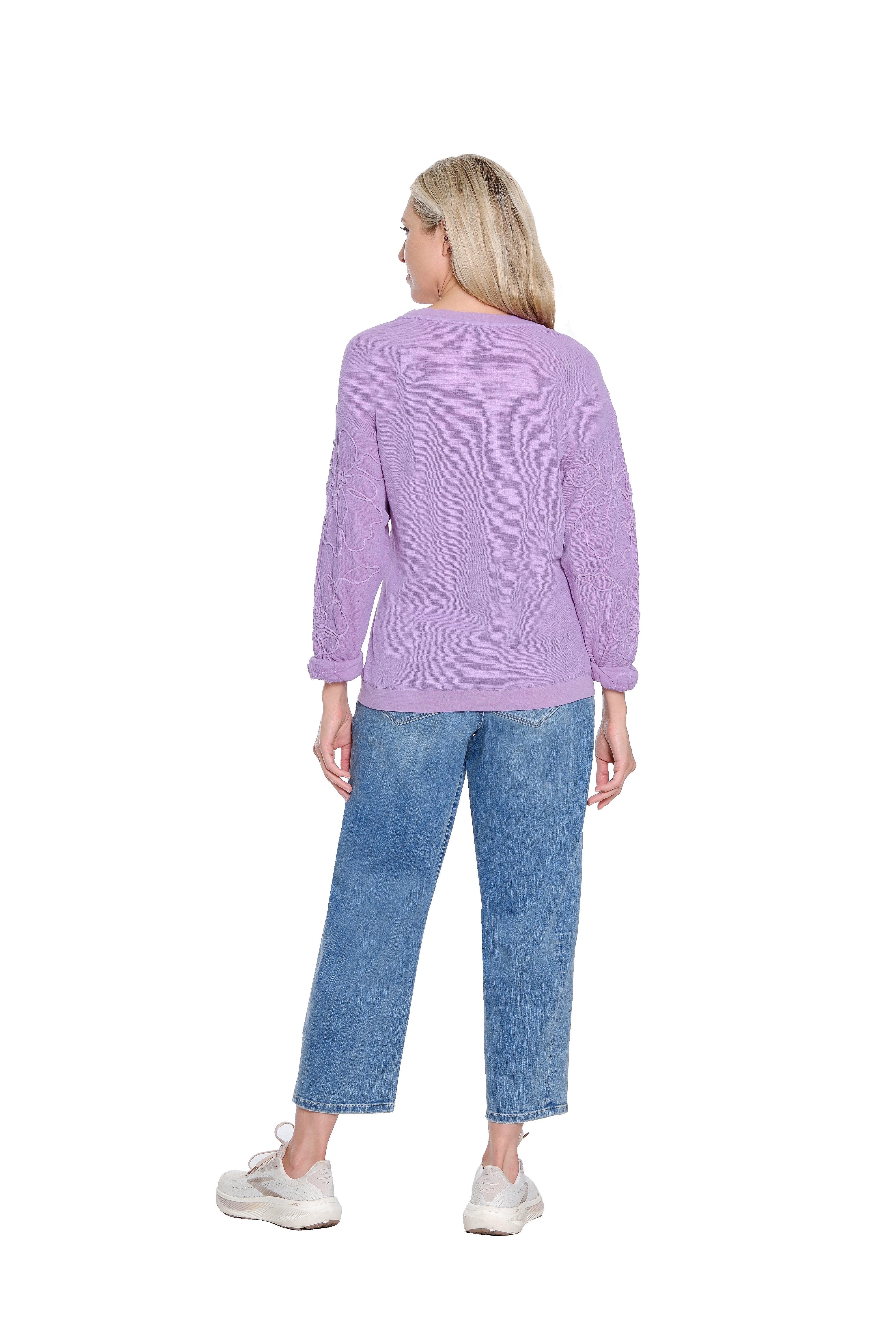 Embroidered Pullover Top - Light Purple