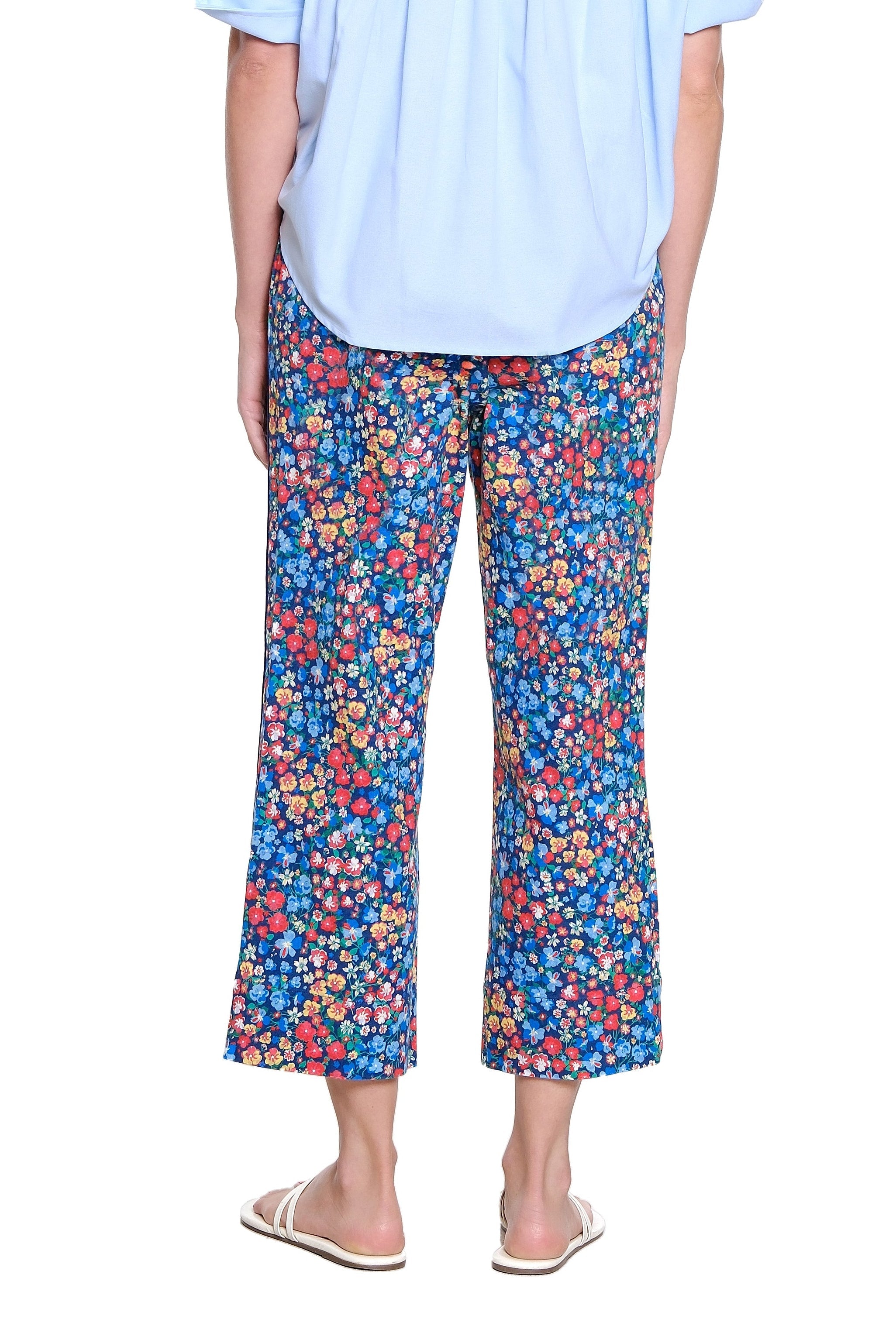 Printed Poplin Wide Leg Crop Pant - Floral Multi