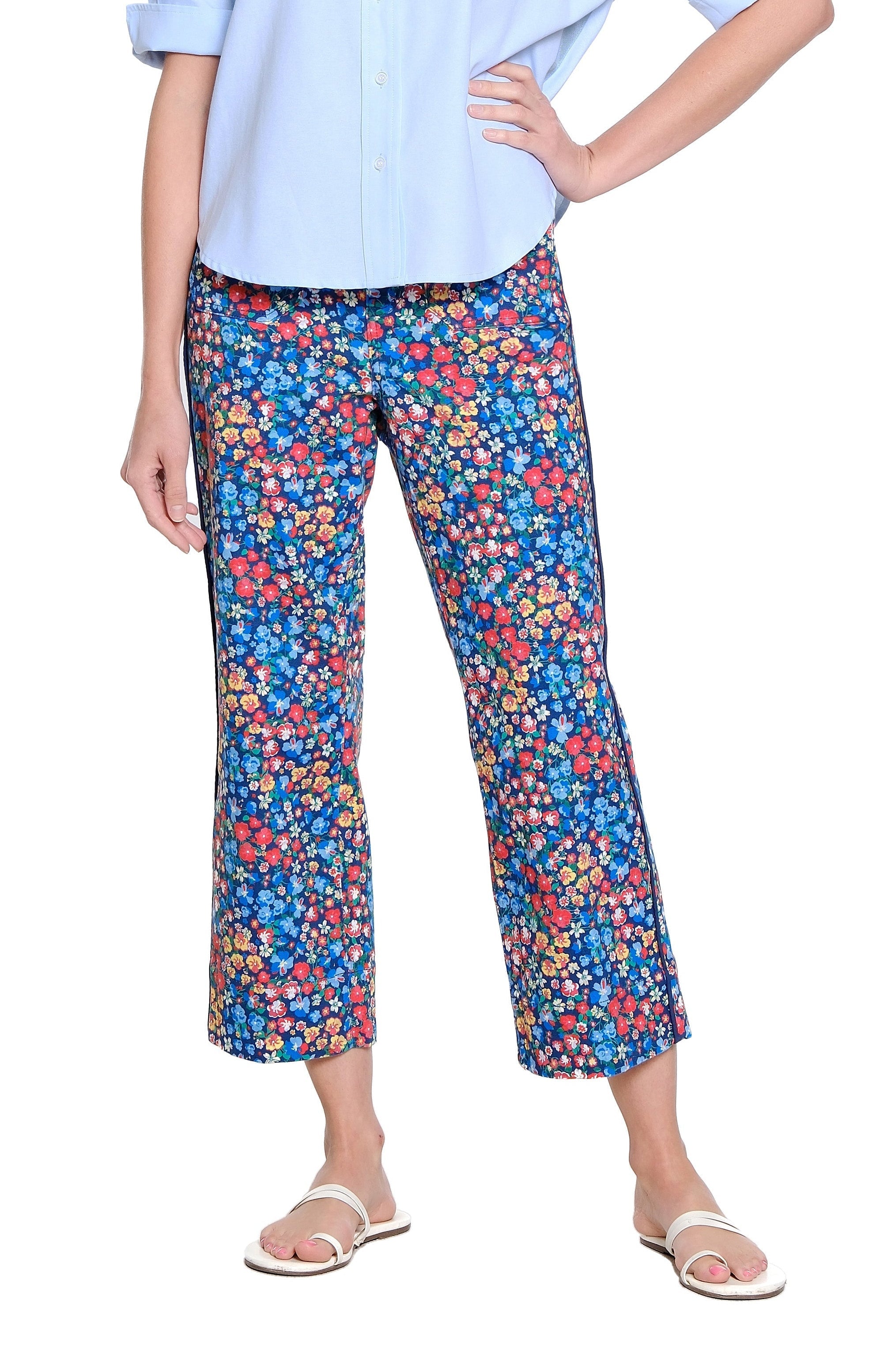 Printed Poplin Wide Leg Crop Pant - Floral Multi