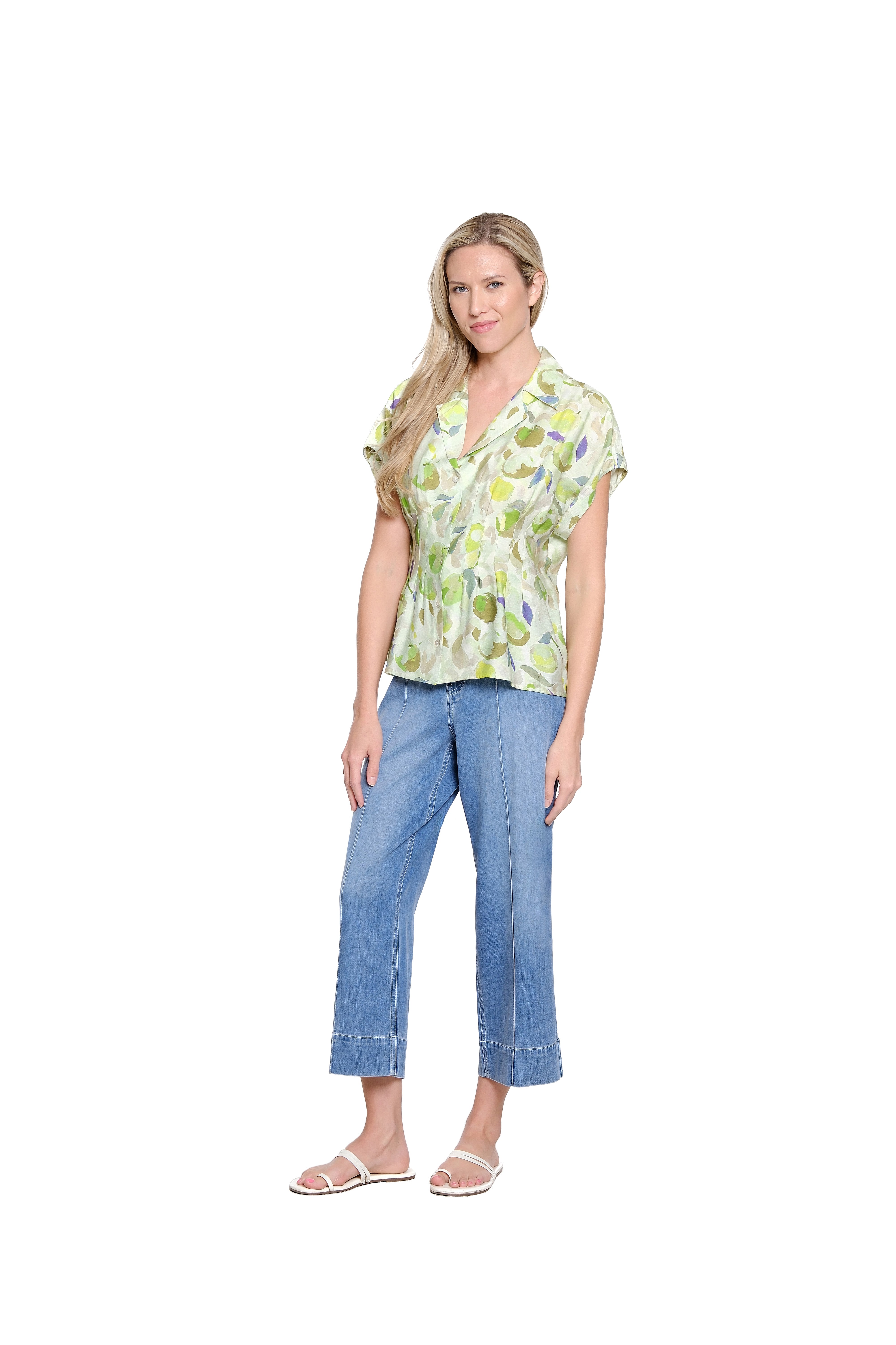High-Rise Pintuck Crop Jean – Light Indigo