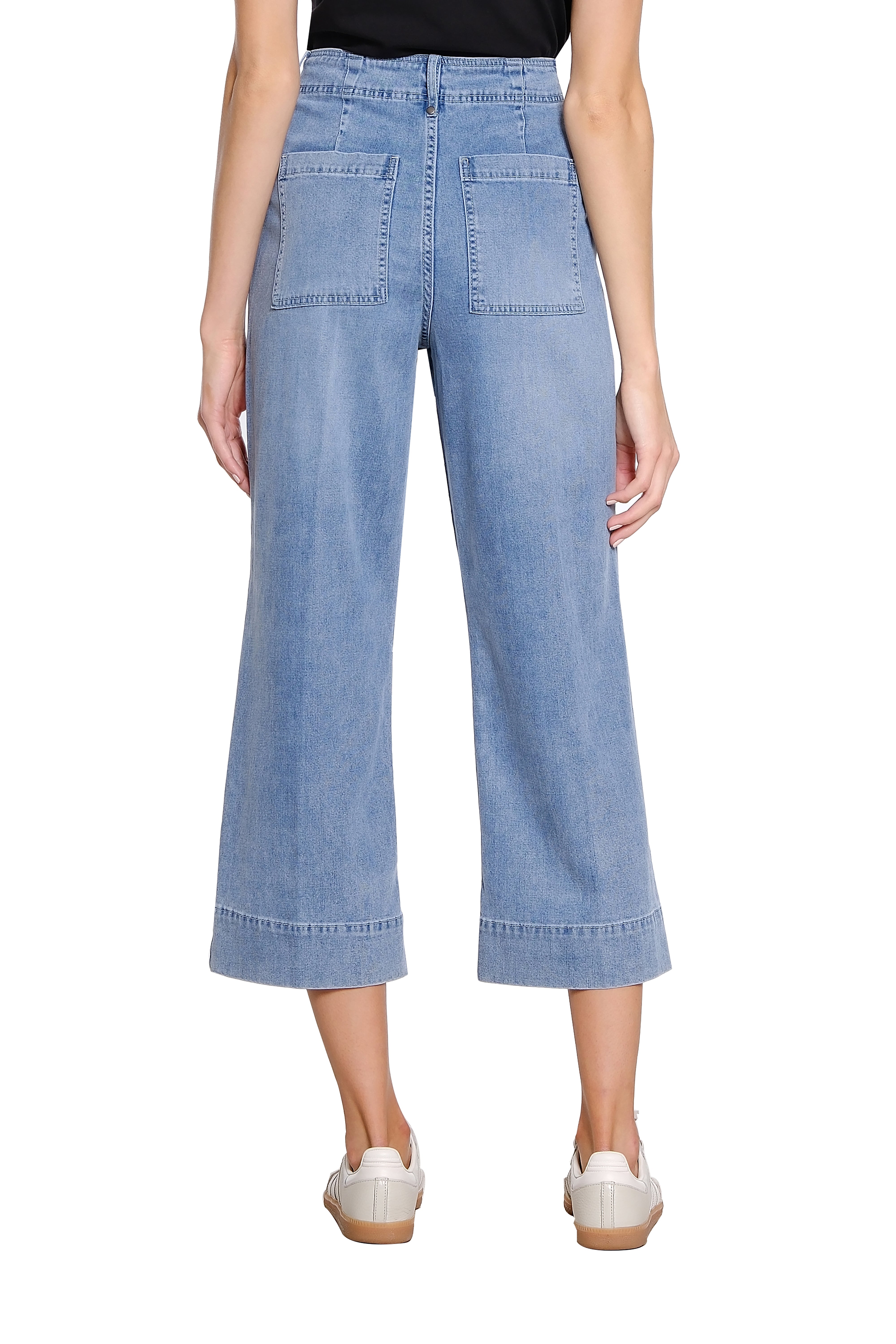 High-Rise Pintuck Crop Jean – Light Indigo